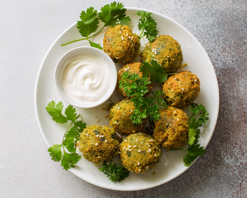 Falafel Patties with Minted Yoghurt