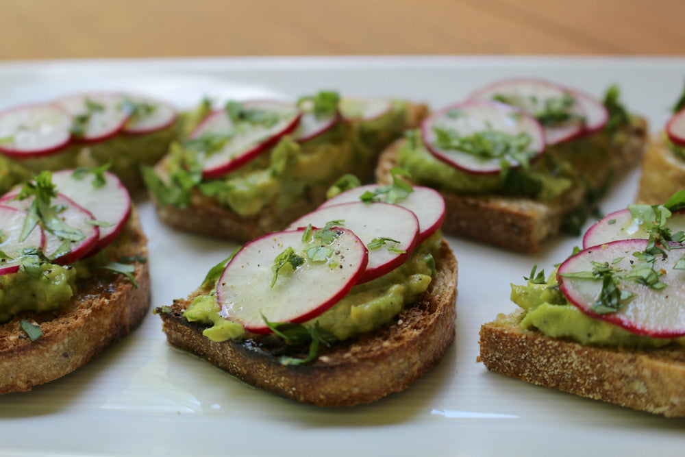 Avocado and Radish on Rosemary Sourdough