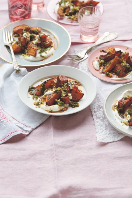 Caramelized Butternut Squash with Whipped Feta and Zhoug